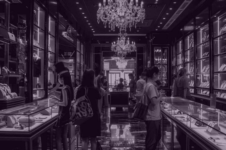 Customers in a jewelry store